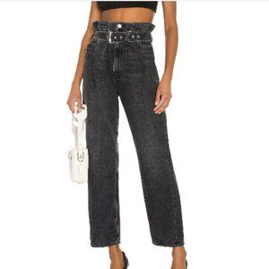 AGOLDE Jeans Reworked 90's Straight Pave Black Grey Belted Size 27 Boho Grunge
